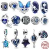 FIT PANDORA BEADS 925 CHARM DE PRATA MULHERES JOIXAS CELESTIAL STAR STAR CORAÇÃO DUPLO AMP AZUL