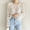 T-shirts pour femmes 2023 T-shirt en dentelle All-match Sexy Women Hollow Out Tees Casual Lady Basic Tops Pulls Sun Protection Coat Bottomings 1326