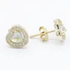 Stud Earrings 925 Sterling Silver Gold Color Heart Love With CZ For Women Lover Wedding Engagement Jewelry