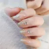 False unhas 24pcs peças de unhas falsas artificiais elegantes padrão de diamante para mulheres e salão de meninas