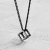 Pendant Necklaces 1PC Stainless Steel Hollow Square Necklace For Men Women Punk Hip Hop Matte Metal Geometric Chains Jewelry