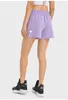 Ll kvinnor sport yogakjolar kör shorts fast färg tennis golf kjol anti exponering fitness kort kjol ll957