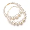 Hoop Earrings 2023 Fashion Pearl Large Round Pendant Imitation String Women's Elegant Girls