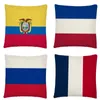 Pillow European Countries Flag Pattern Linen Cover Pillowcase Home Sofa Car Decoration Pillowcase45X45 Cm
