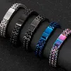 12MM Punk Men Women Double Row Link Chain Mesh Biker Bracelets Hiphop 6 Color Stainless Steel Bike Bracelet Handles With Magnet Clasp