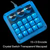 Makropad mit Knopf, 15 Tasten, 3 Kodierungen, Kristallschalter, Eisachse, transparente Tastenkappe, Acryl, programmierbare mechanische Makrotastatur