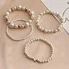 Strand Elegant Imitation Pearl Armband Set For Women Fashion Heart Love Elastic Rope Jewelry Daily Life Accessorie AM4342