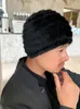 Men's Real Mink Fur Hat Winter Warm Beanie Cap Outdoor Travel Ski Black Brown