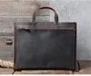 Briefcases Retro Men Briefcase Minimalist Natural Genuine Leather Laptop Handbag Business Simple A4 File Package