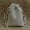 Vintage Linen Drawstring Bags Sack 8x10cm 3x4inch Makuep Jewelry Gift Packaging Pouch153N