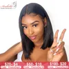 Synthetic Wigs Lace Closure Human Hair 2x6 Bob Brazilian Straight Pre Plucked Bleached Knots Arabella Virgin 230314