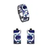Zestawy biżuterii ślubnej klasyczny zestaw biżuterii dla kobiet Blue Flower Enamel Kolczyki Pierścień Zestaw Pierścień