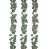 Decoratieve bloemen 3 Pack Faux Eucalyptus Bladeren Garland wijnstokken 6.5ft Groenen voor bruiloft Feestelijke feestdecoratie Patio arrangementen