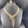 Wedding Jewelry Sets Fashion and Romance Bridal Jewelry Sets Shiny Crystal Necklace Earrings Nigerian Wedding Party Women Exquisite Jewelry Set 230313