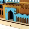 Decorative Objects Figurines EID Night Lights Ornament Decor 3D Mosque Castle LED Islamic Wooden Craft Gifts Eid Al Fitr Decorations For Home 230314