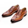 Luxuriöse italienische formelle Schuhe für Herren, Oxford, echtes Leder, Brogue, modische Flügelspitze, schwarze Schnürung, Hochzeit, Büro, Kleid, Schuh für Herren