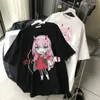 Camisetas femininas 2023 Código de verão preto e branco de verão 02 Darling in the Franxx Padrão Impresso Round Necue All-Match Teen T-shirt