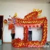 Stage Props Chinese Ethnic Clothing 14m size 4 For 8 adult Chinese DRAGON DANCE ORIGINAL Dragon Gold-plated Festival Celebration Costume