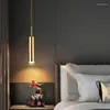 Pendant Lamps Gold LED Light Modern Design Long Stick Simple Nordic Style Decor Indoor Background Chandelier For Bedside Lighting