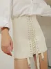 Skirts InsDoit Gothic Y2K Vintage Mini Women Punk Patchwork Summer High Waist Bodycon Eyelet Lace Up Aesthetic Sexy 230313