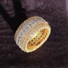 Anello da dito con diamante da laboratorio in oro 14 carati di lusso Anelli in argento sterling 925 con fedi nuziali per le donne Regalo di gioielli di fidanzamento da uomo