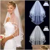 Bridal Veils Simple Short Tle Two Lays with Comb White Ivory Veil Bruid Huwelijkaccessoires Drop Delivery Party Events DHDLX