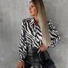 Camicette da donna Chic Fashion Camicia con stampa zebrata irregolare Camicetta Cardigan Vestibilità resistente agli strizzacervelli