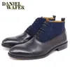 Luxury Men Ankle Boots Suede patchwork Leather Basic Boots Black Brown Zip Lace Up Cap Toe Casual Dress Men Formal Boots Shoes