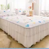 Bed Skirt Korean Bed Skirt Thickened Add Cotton Bedspread Fitted Pillowcase Four Seasons Princess Style Home Decor Mattress Protector 230314