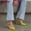 Sandalet yıldız tarzı kristal berraklığında yumuşak pvc kadınlar moda moda Mary Janes yüksek topuklu kadın katırlar bahar yaz partisi balo slaytlar ayakkabıları