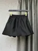 Kvinnors shorts koreansk stil mode enkel lös hög midja svart shorts höst bantning casual a line wide ben dräkt byxor 230314