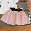 23ss brand kids designer Short sleeve skirt suit Round neck Pure cotton logo Stick drill t-shirt Bow tie Thousand-bird lattice skirt set Summer latest kid clothing a1