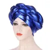 Etnisk kläder Fashion Bright Silk Grov Twist Braid Turban Muslim Hijab Hat Cancer Hats Lady Head Bonnet For Women Hair Accessories Lossor