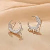 Boucles d'Oreilles Creative Irrégulière Melting Moon Studs Personnalité Tendances Instagram Cool Wind Hip Hop