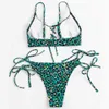 Costumi da bagno da donna 2022 Nuovo bikini sexy da donna Costumi da bagno con stampa leopardata verde Costume da bagno Annodato Bikini Set Costume da bagno Bikini da spiaggia Push up femminile