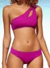 Damen-Bademode-Bikini, 2023, neuer Badeanzug, Damen-Bademode, einfarbig, einfarbig, One-Shoulder-Bikini, Set, Badeanzug, weiblich, zweiteilig, Strandkleidung, Biquini