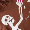 Мужские толстовок толстовок с капюшоном с скелетом скелета с скелетом с скелетом с скелетом с скелетом мужской капюшоны Harajuku Зимний валотный валот коричневый 230313