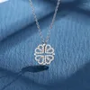 Подвесные ожерелья деформировали четыре листья сердечные ожерелье для женщин Элегантное симметричное кубическое циркониевое сердце шарма B186