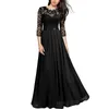 Casual Dresses Storlek S-2XL Summer Vintage Sexig spetskvinnor Party Long Dress Elegant Embroidered Hollow Out Chiffon Maxi Lady Chic Dresscasual