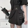 Spódnice harajuku punk gotycka czarna wysoka talia seksowna patchwork bandage mini żeńskie streetwear 230314