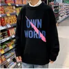 Herrtröjor M-5XL Crewneck tröja för män Löst passande koreansk mode pullover streetwear mens casual wear vintage