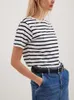 Dames T-shirt Bornladies Zomer Striped t-shirts Striped t-shirts vrouwen gebreide basis Casual tops vrouwelijk gezellig los katoenen tee Harajuku-shirt 230314