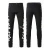 Vita jeans No Rips Skinny Designerjeans för män Rippade herrbyxor med hål Denim Man Raka ben Slim Fit Dragkedja Hål Mode Lång Hip Hop Rock Biker Distress 20ss