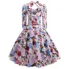 Party Dresses Sexy Sweetheart Neck Vintage Women Dress Pin up Swing Floral Half Sleeves Bowknot Vestidos Evening Party Rockabilly Retro Dress 230314