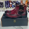 Luksusowe marki męskie botki chelsea przyczynowe wysokiej jakości oryginalny skórzany poślizg na klamrze czarny brązowy ślub formalne buty kostki