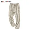 Mens Pants Elegant Cotton Linen Pants For Men Summer Leiusre Loose Drop Croch Pantalones Size 5xl Comfortable Jogger Straight NZ078 230313