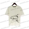 Men's T-Shirts 23SS sketch broken shark letter short sleeve t-shirt men and women high street half sleeve T230314