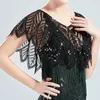 Shawls 6 Colors Summer Beading Elegant Shawl Wrap Black Lace Bolero Women Short Cape Sequined Sparking Jacket Shrug Capa 230314