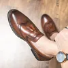 Men Luxury Dress Fashion Tassel Derby Shoes Classic Casual Business Wedding Footwear Brock Italy Male Formal Slip-On Loafers