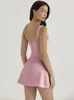 Casual Dresses Karlofea Sexy Lovely Pink Birthday Outfits Simple Slim Mini Dress Night Date Elegant Women Clothing Wedding Guest Party Dresses 230313